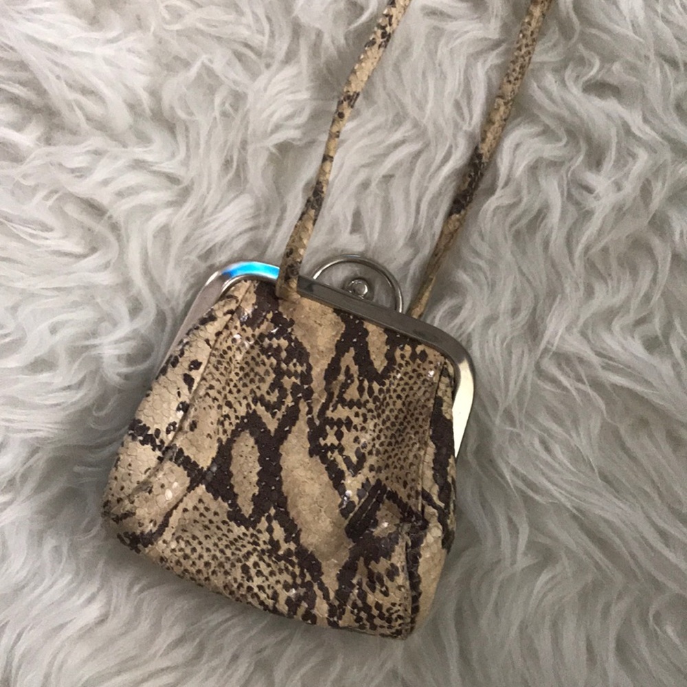 Snake skin mini cross body bag
